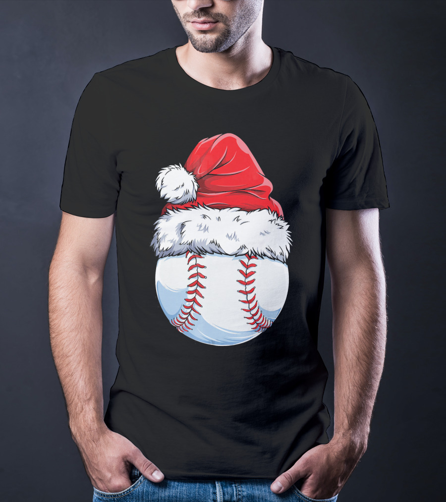 Baseball Santa Christmas Hat T-Shirt