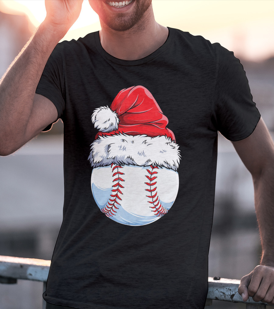 Baseball Santa Christmas Hat T-Shirt