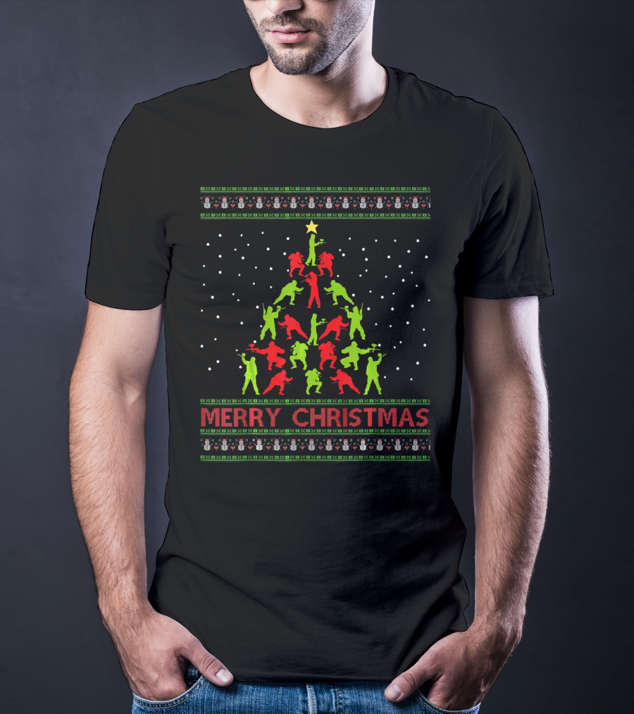 Merry Christmas Paintball Sport Christmas Tree T-Shirt