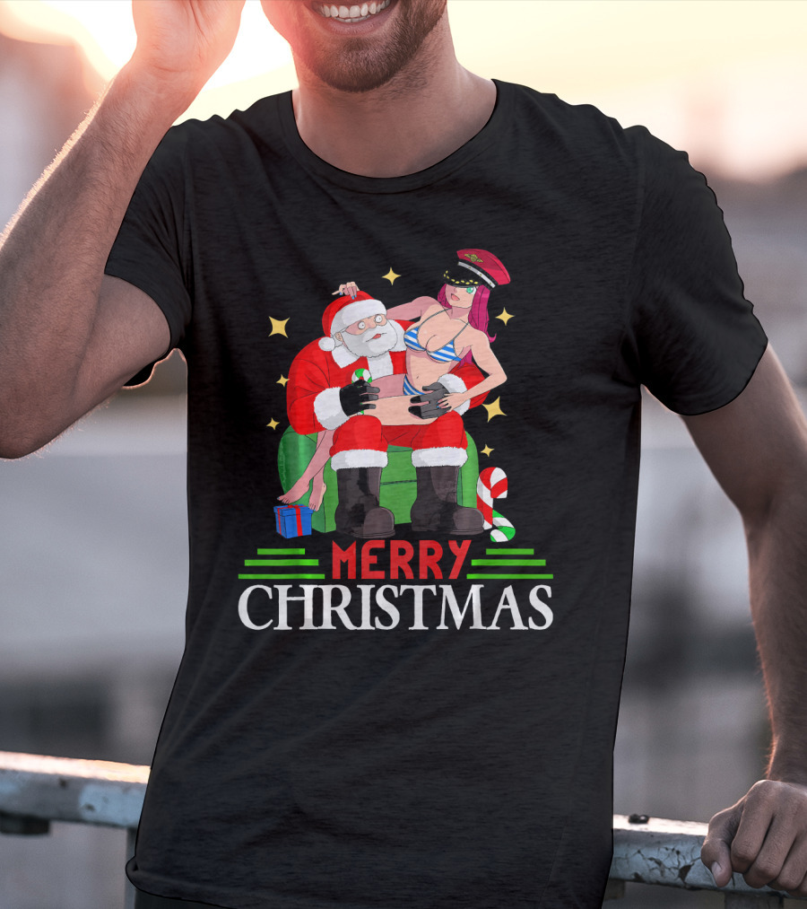 Merry Christmas Santa Claus Sit On Santa's Lap T-Shirt