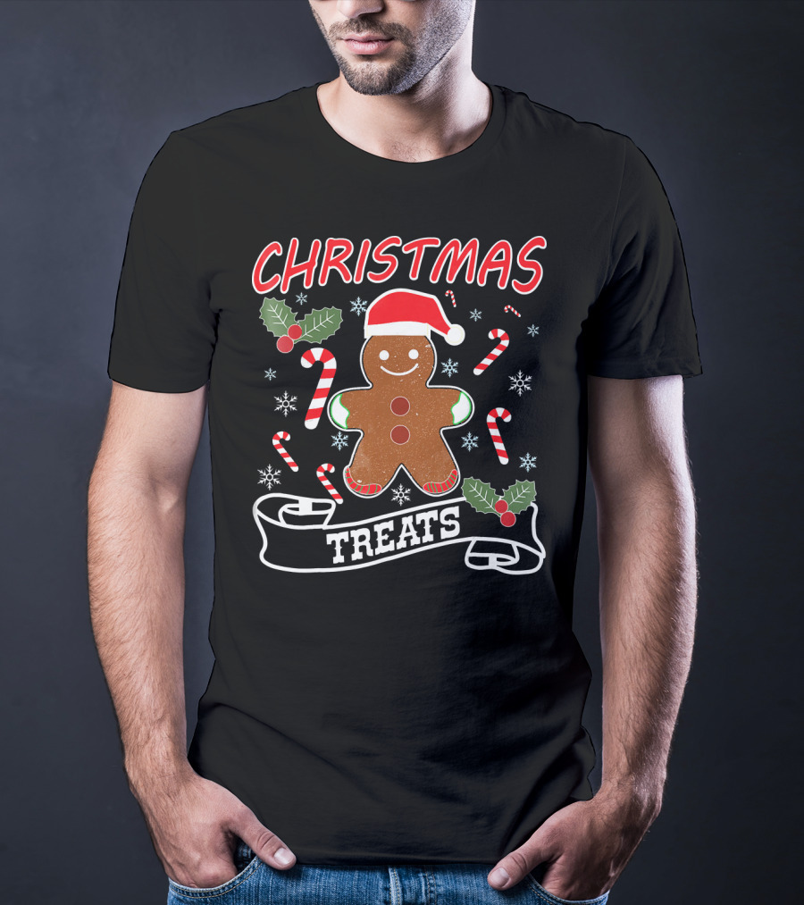 CHRISTMAS TREATS Gingerbread Candy Canes And Holly T-Shirt