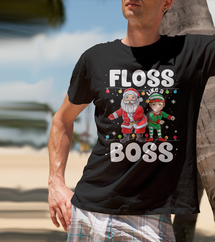 Floss Like A Boss Santa And Elf Christmas Dance T-Shirt