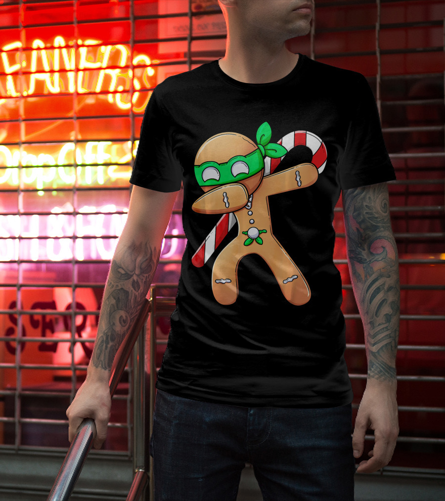 Christmas Boys Dabbing Gingerbread Ninja Candy Cane T-Shirt