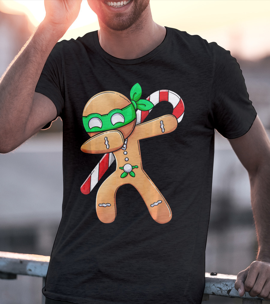 Christmas Boys Dabbing Gingerbread Ninja Candy Cane T-Shirt