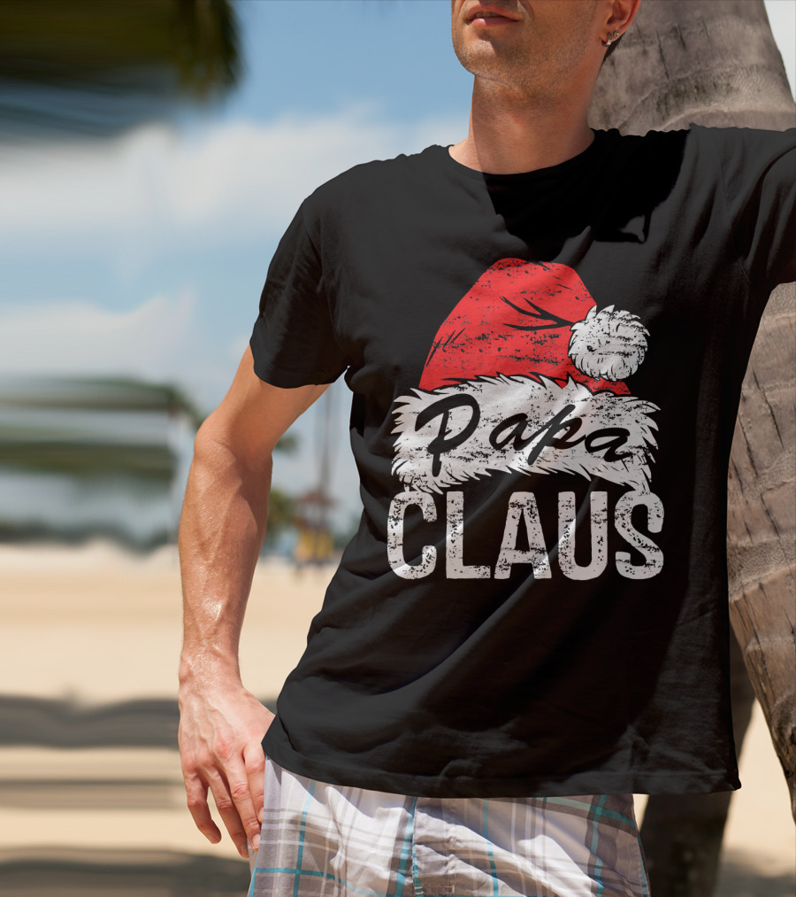 Papa Claus Matching Family Christmas Santa Hat T-Shirt