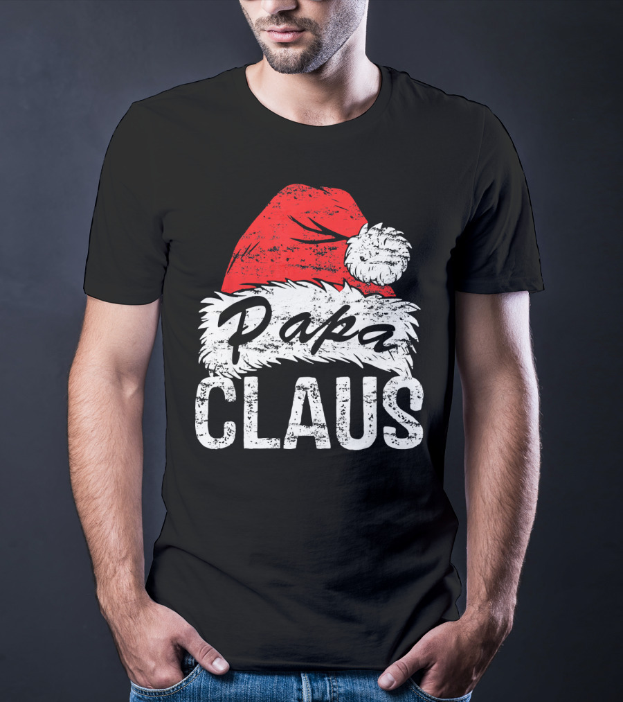 Papa Claus Matching Family Christmas Santa Hat T-Shirt