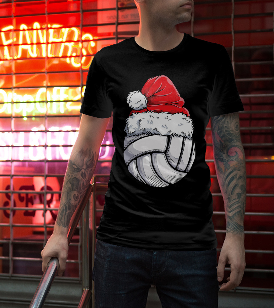 Volleyball Santa Hat Christmas Ball T-Shirt