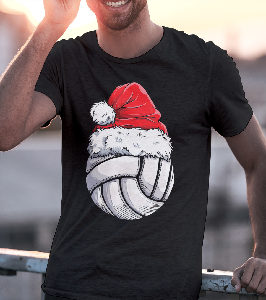 Volleyball Santa Hat Christmas Ball T-Shirt