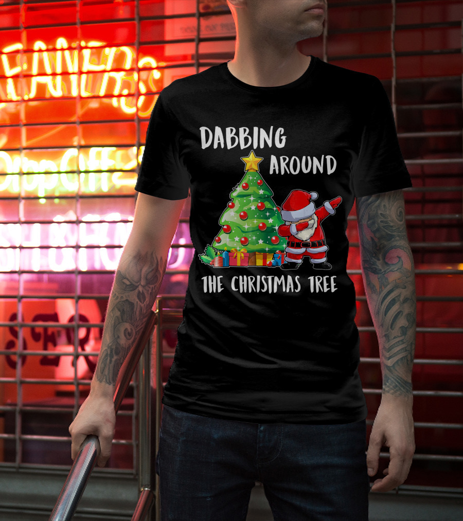 Dabbing Santa Claus Around The Christmas Tree T-Shirt