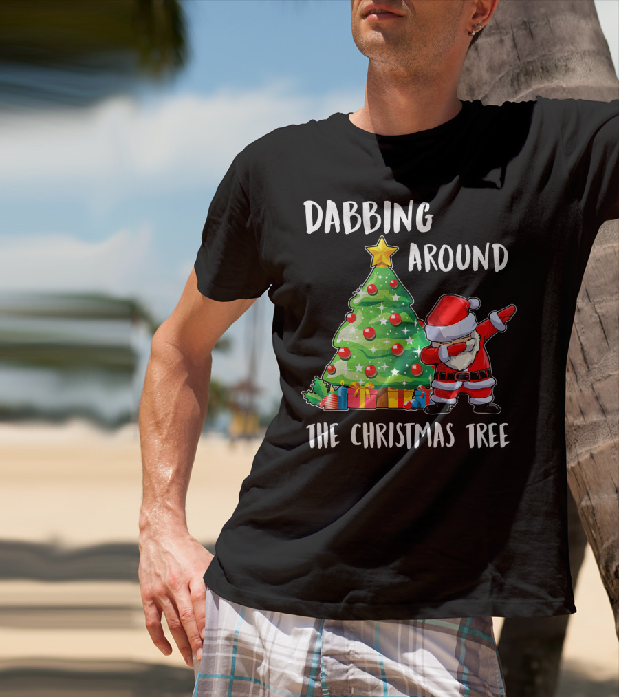 Dabbing Santa Claus Around The Christmas Tree T-Shirt