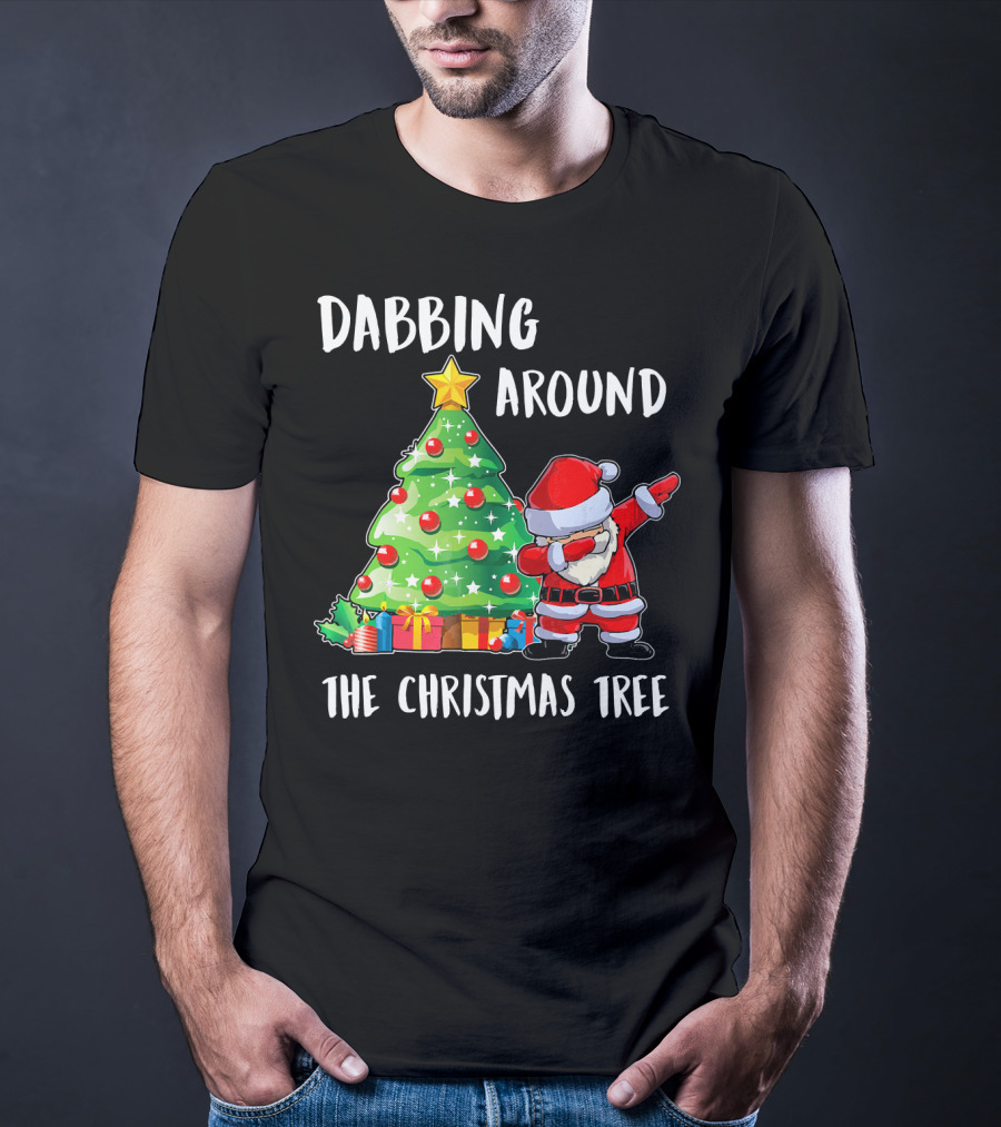 Dabbing Santa Claus Around The Christmas Tree T-Shirt