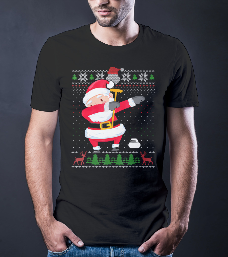 Dabbing Santa Ugly Christmas Sweater Curling T-Shirt