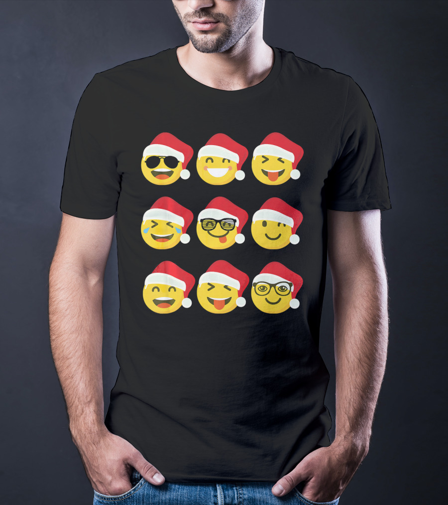 Christmas Funny Santa Emojis Faces T-Shirt