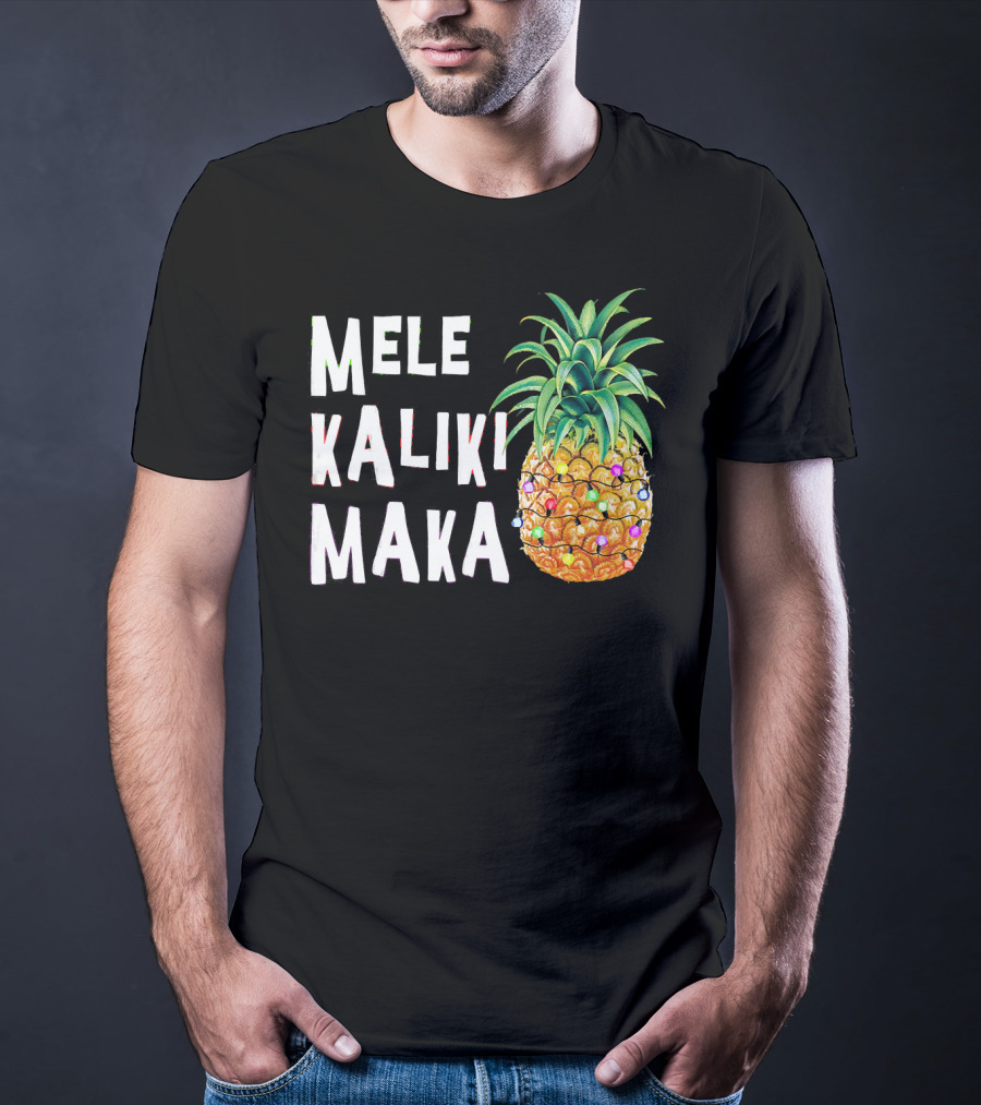 MELE KALIKIMAKA Pineapple Christmas Lights T-Shirt