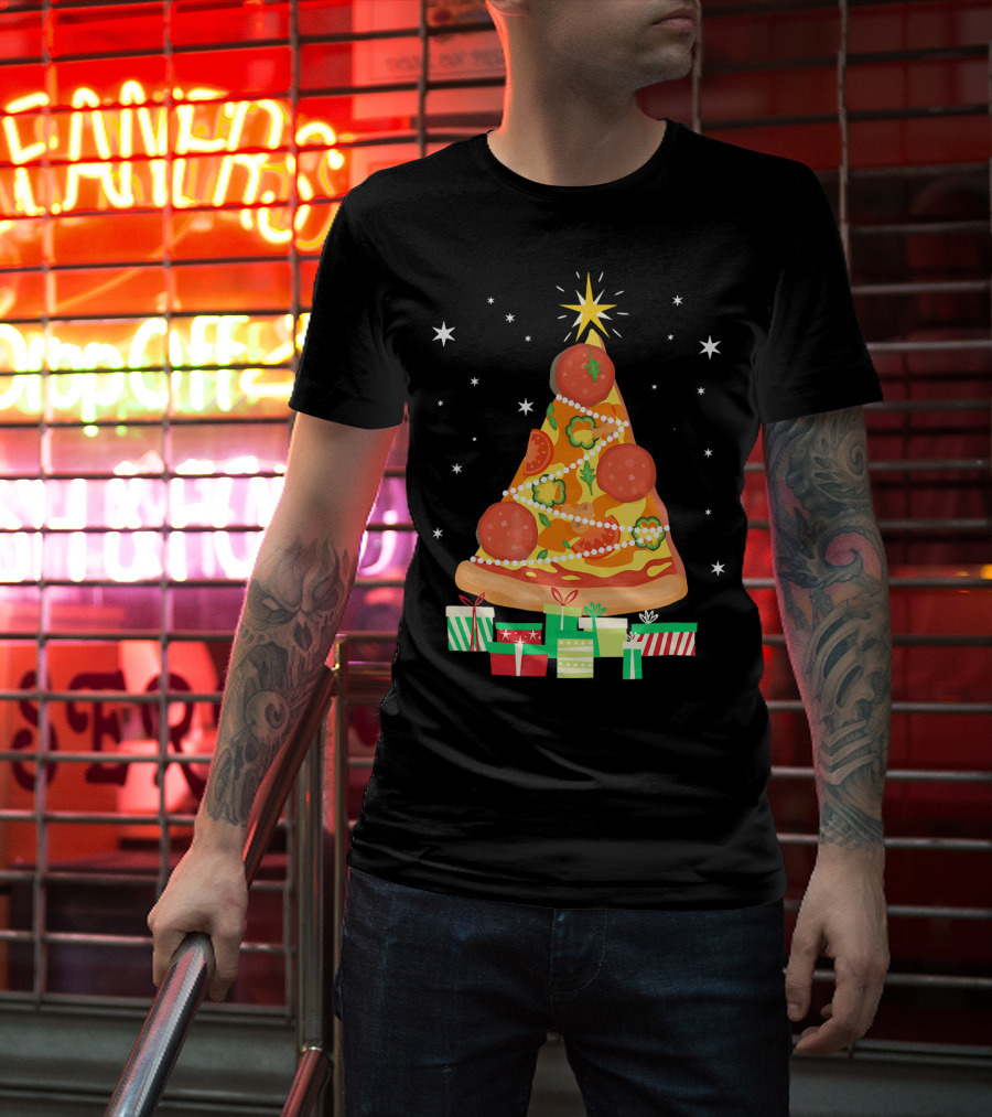 Pizza Christmas Tree Slice Festive Gifts T-Shirt