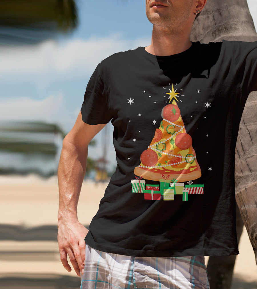 Pizza Christmas Tree Slice Festive Gifts T-Shirt
