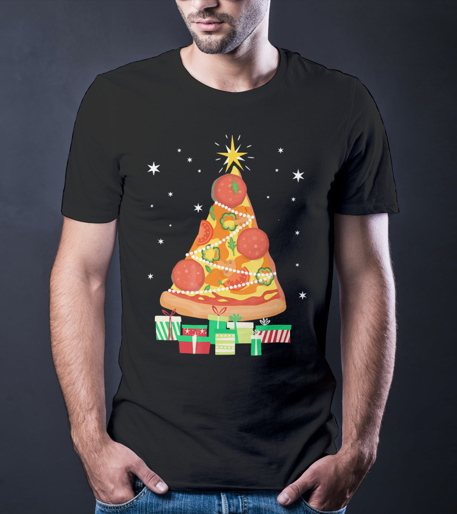Pizza Christmas Tree Slice Festive Gifts T-Shirt