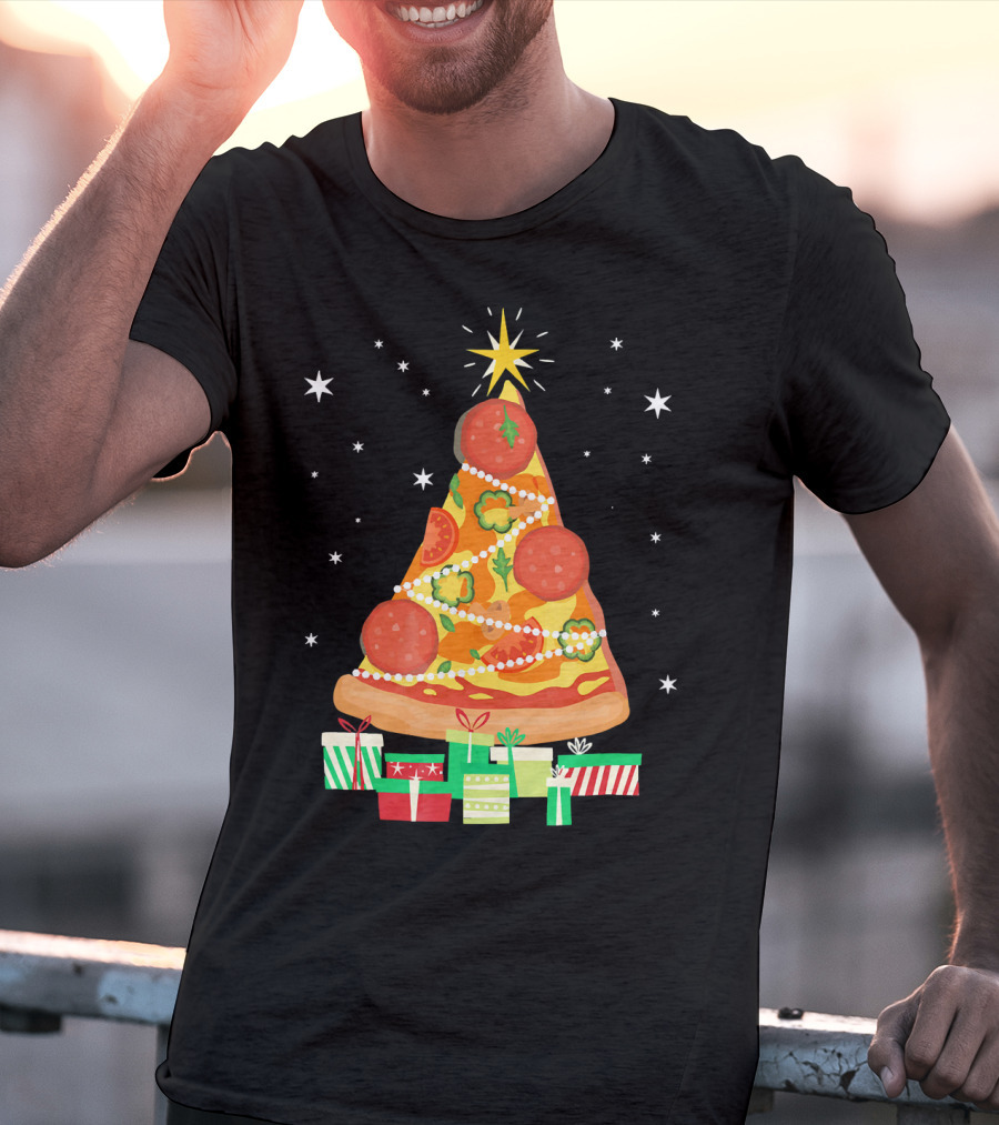 Pizza Christmas Tree Slice Festive Gifts T-Shirt