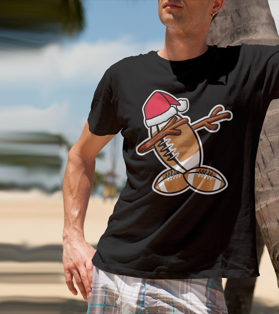 Dabbing Christmas Football Snowman T-Shirt