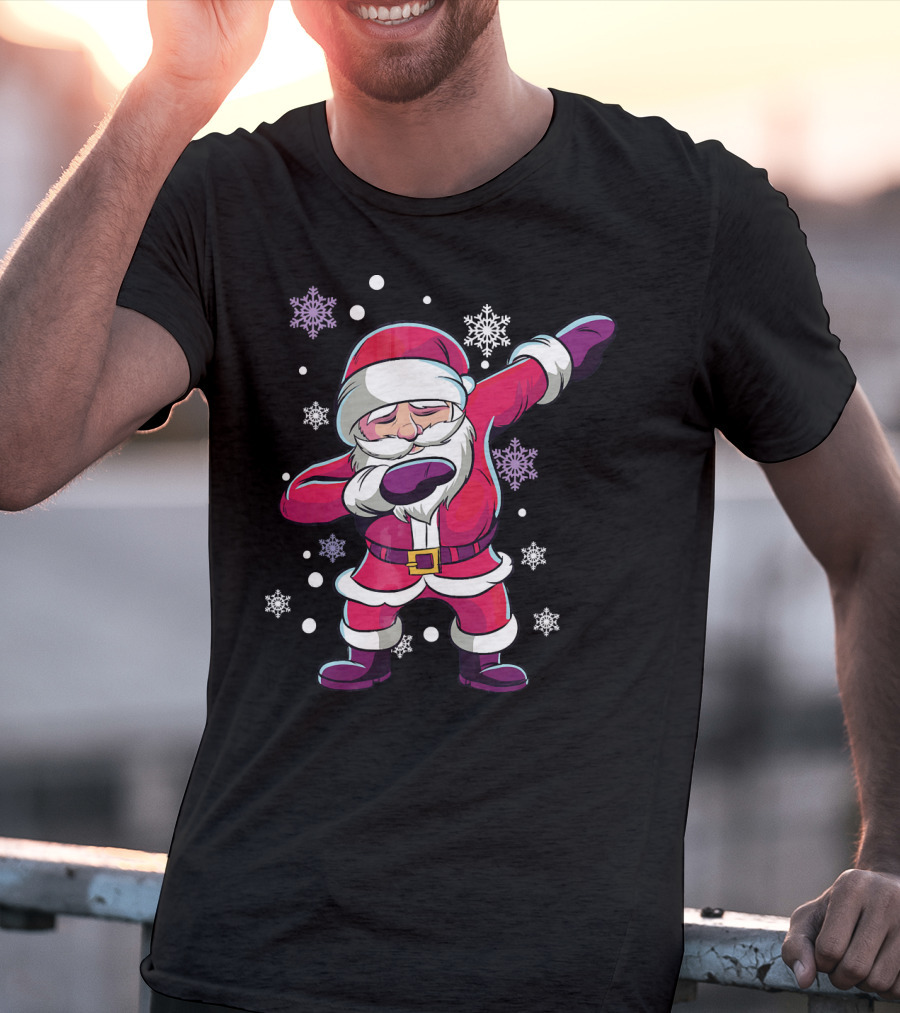 Dabbing Santa Claus With Snowflakes T-Shirt