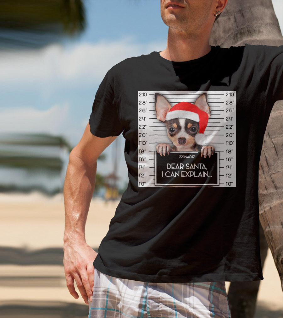 Dear Santa I Can Explain Chihuahua Xmas Santa Hat Lover T-Shirt