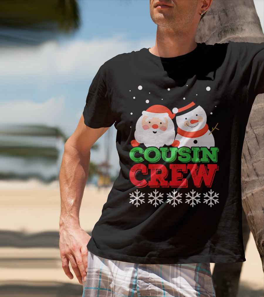Cousin Crew Santa Snowman Christmas Party Snowflakes T-Shirt