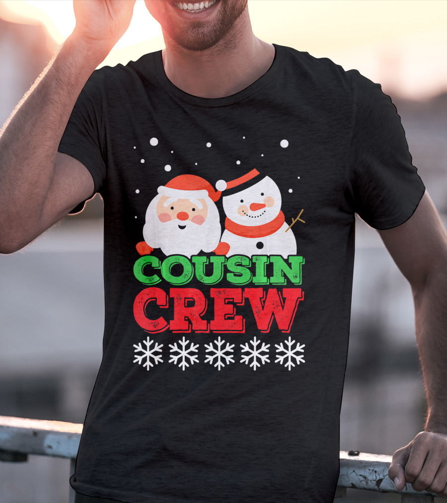 Cousin Crew Santa Snowman Christmas Party Snowflakes T-Shirt