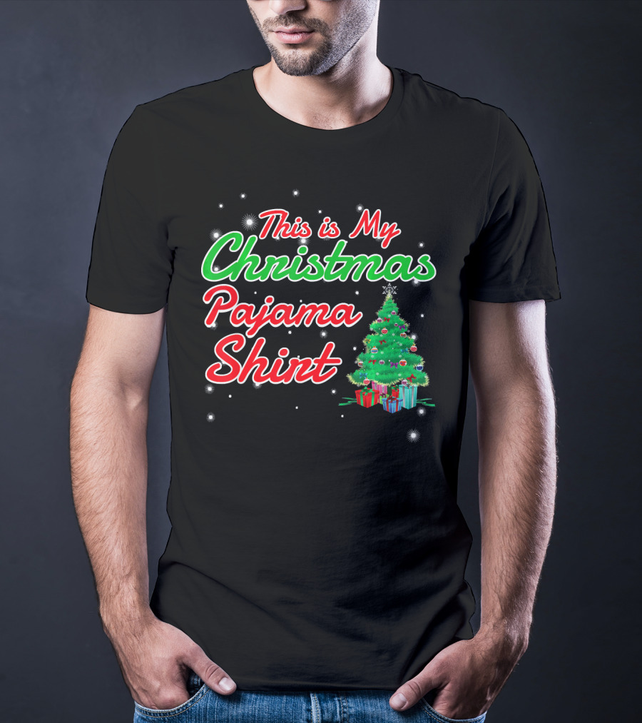 This Is My Christmas Pajama Shirt Holiday Tree Matching Family T-Shirt