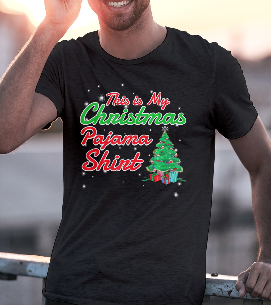 This Is My Christmas Pajama Shirt Holiday Tree Matching Family T-Shirt