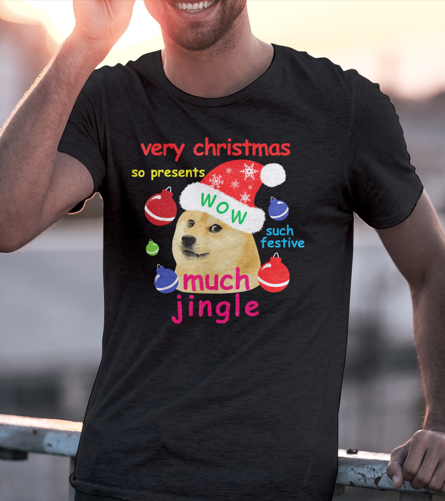Very Christmas So Presents Wow Much Jingle Such Festive Doge Santa T-Shirt