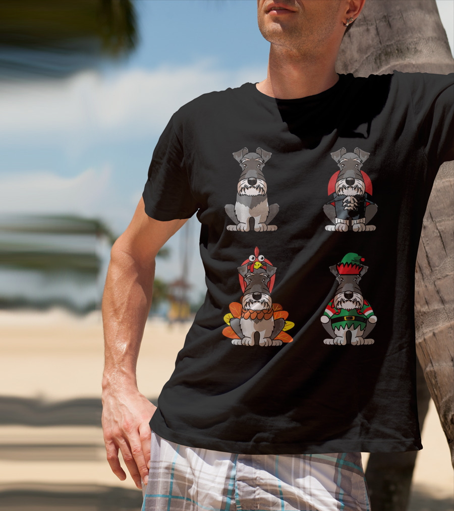 Miniature Schnauzer Seasons Halloween Thanksgiving Christmas Outfits T-Shirt