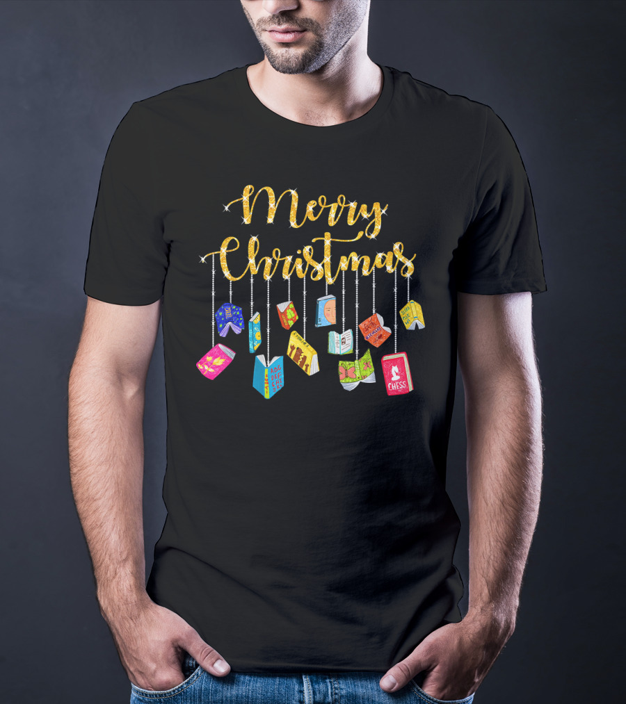 Merry Christmas Happy Reading Books Ornaments T-Shirt
