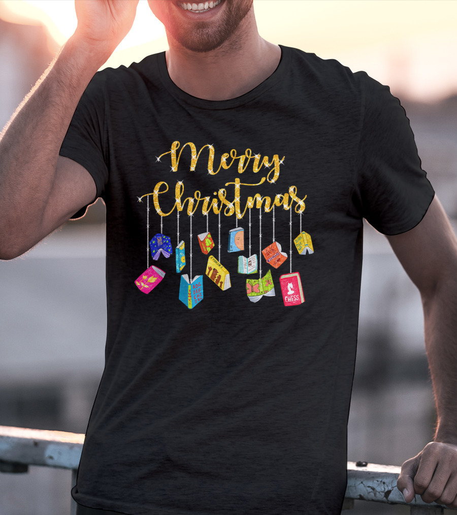 Merry Christmas Happy Reading Books Ornaments T-Shirt