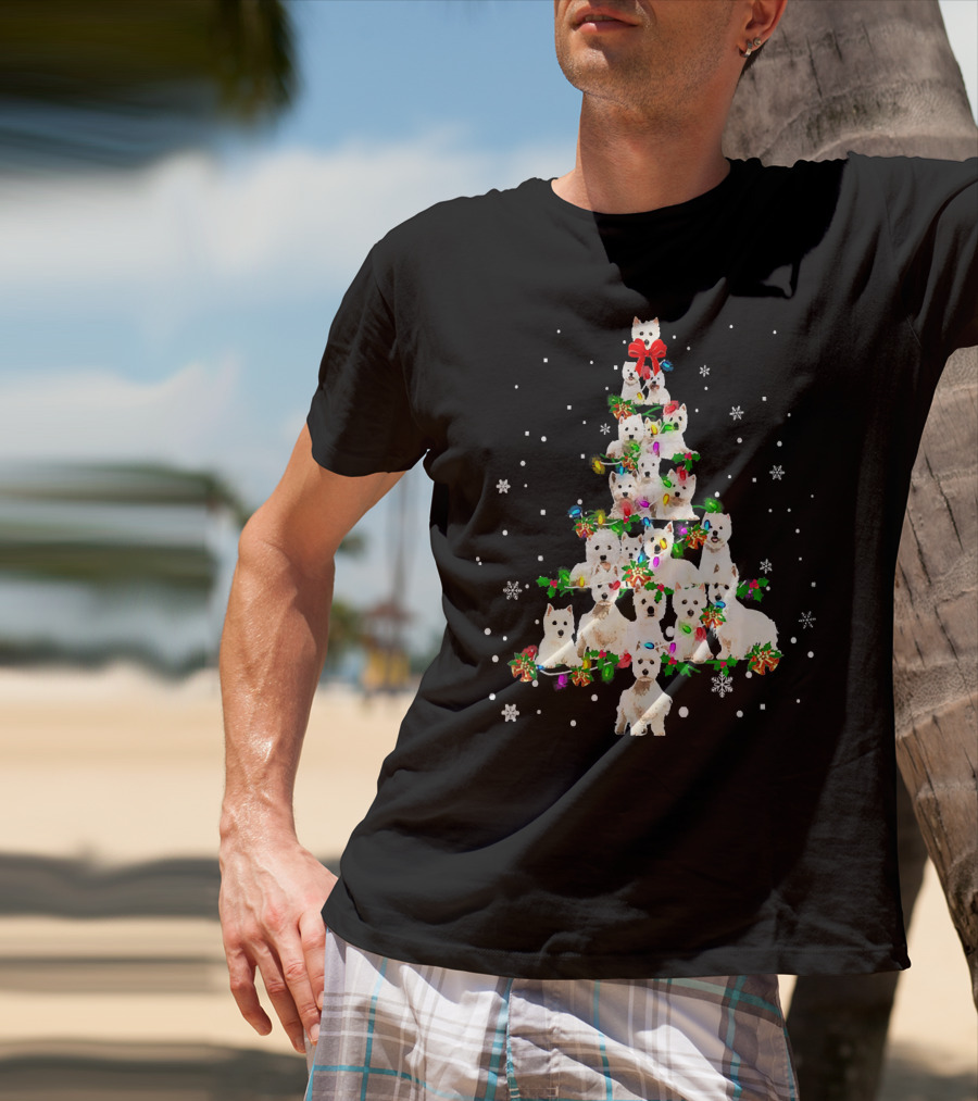 Cute West Highland White Terrier Dogs Christmas Tree T-Shirt