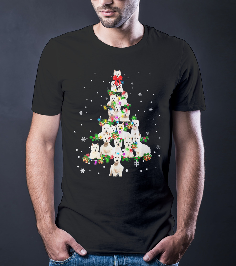 Cute West Highland White Terrier Dogs Christmas Tree T-Shirt