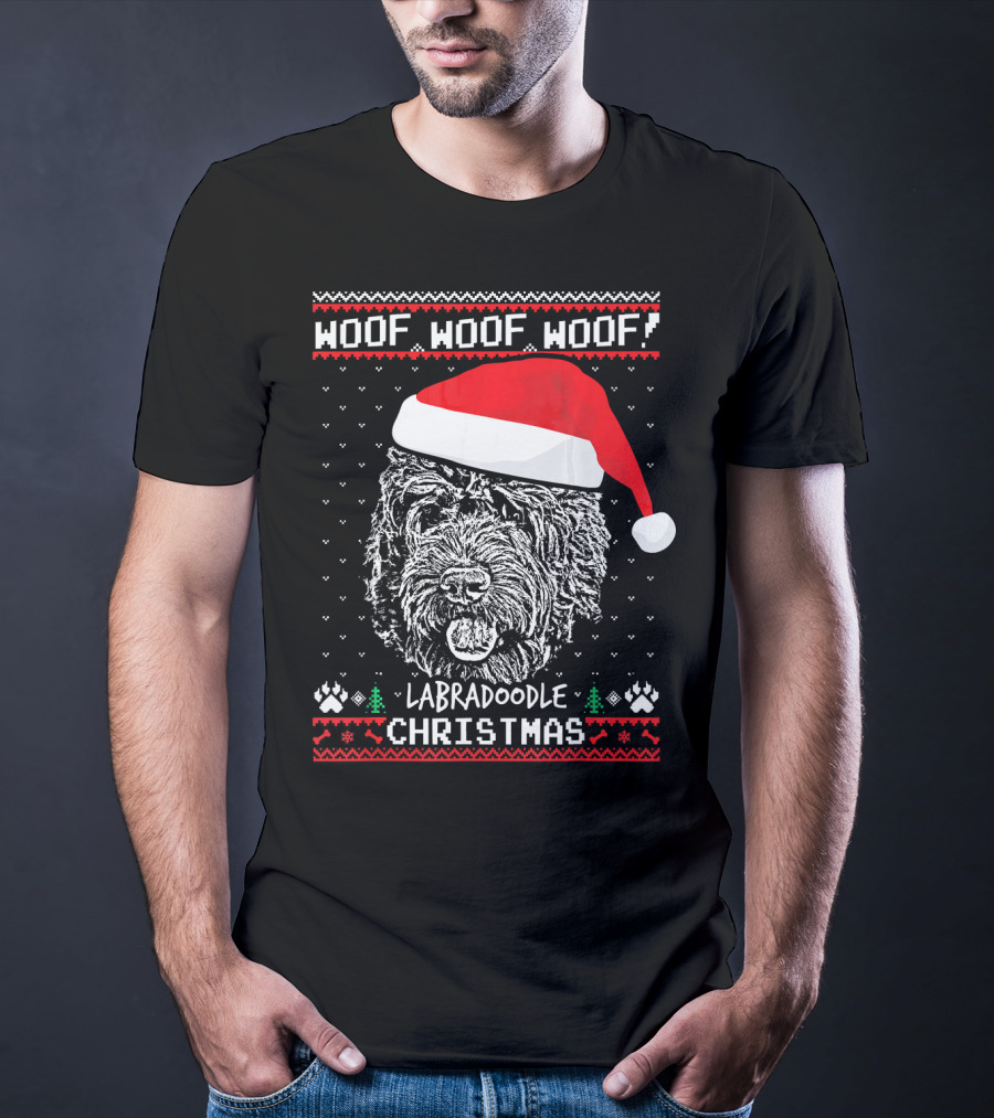 Woof Woof Woof Labradoodle Christmas T-Shirt