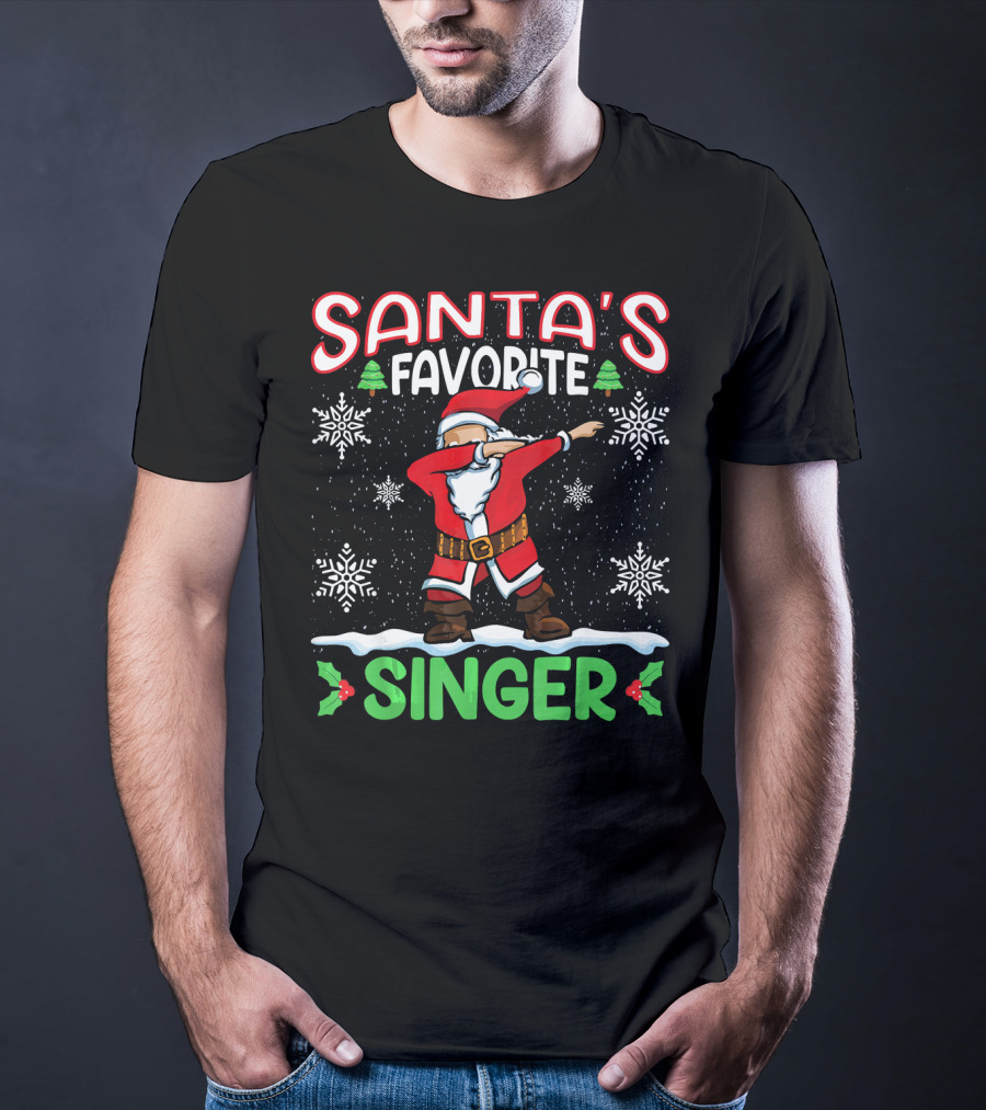 Santa's Favorite Singer Dab Christmas Snowflakes T-Shirt