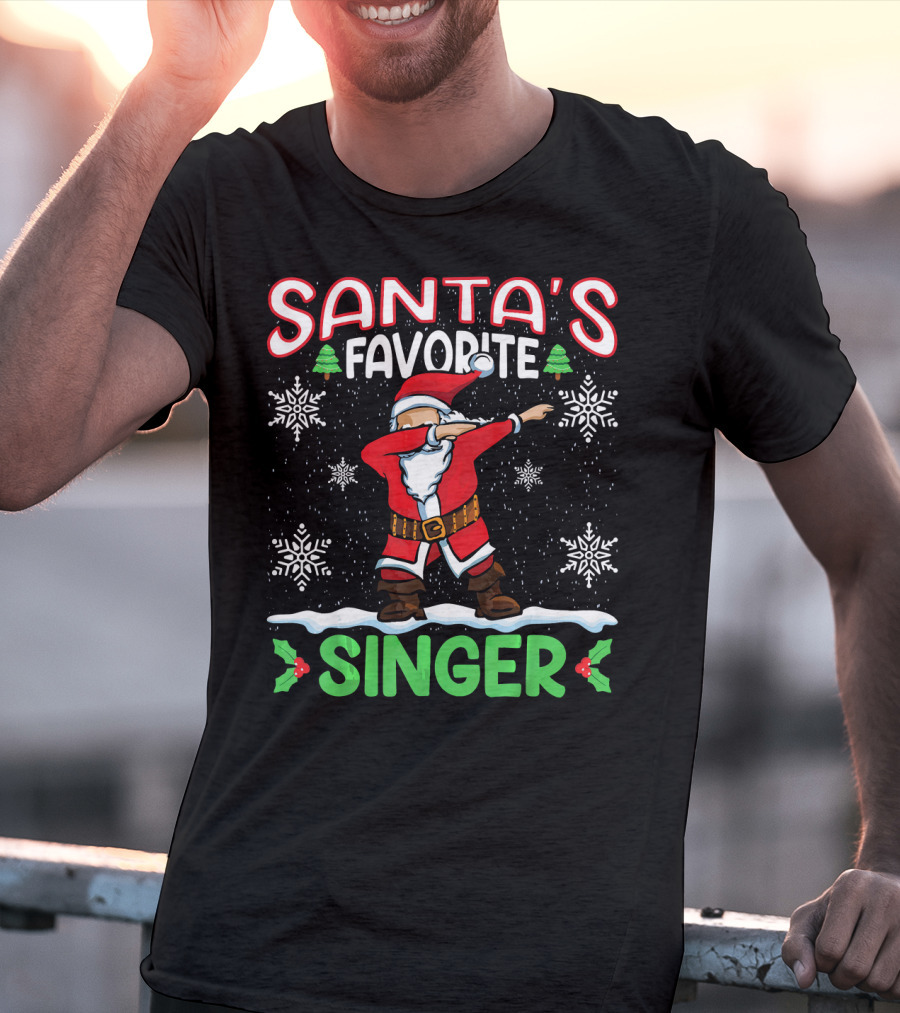 Santa's Favorite Singer Dab Christmas Snowflakes T-Shirt