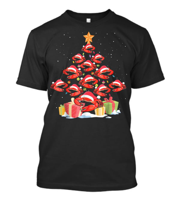 Funny Crab Christmas Tree Santa Lights Gifts Star T-Shirt
