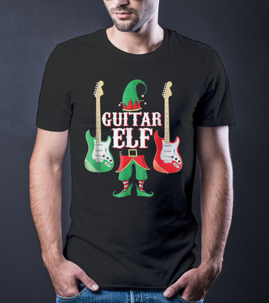 Guitar Elf With Red And Green Electric Guitars T-Shirt