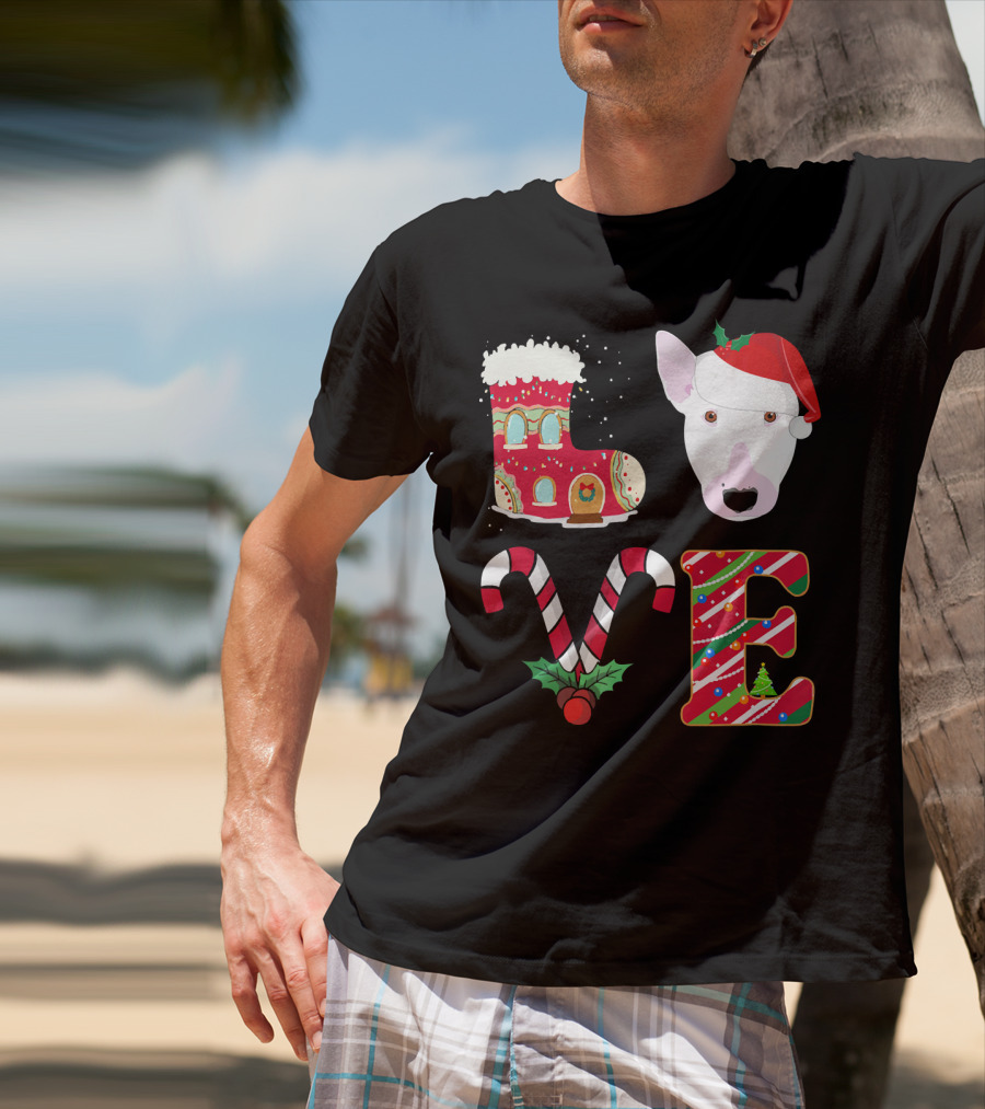 I Love My Bull Terrier Holiday Christmas T-Shirt