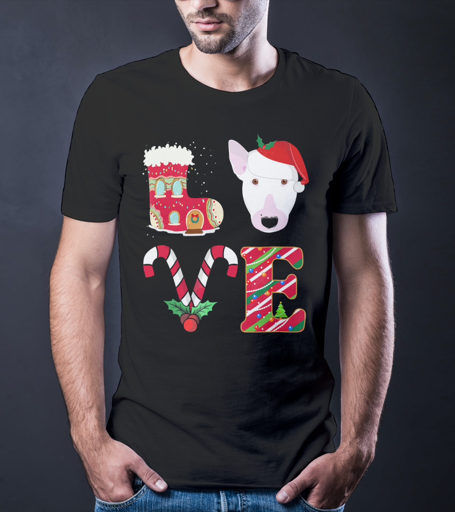 I Love My Bull Terrier Holiday Christmas T-Shirt