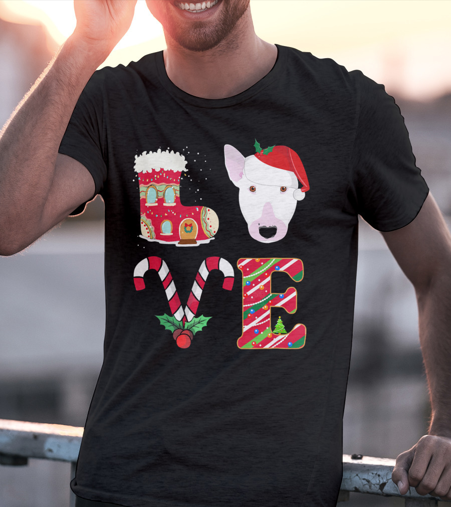 I Love My Bull Terrier Holiday Christmas T-Shirt