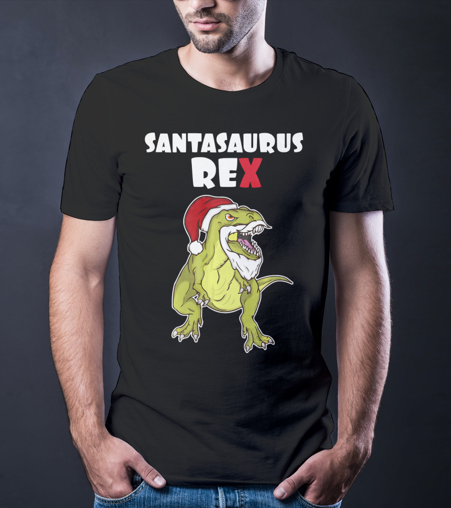 Santasaurus Rex Christmas Dinosaur Santa T-Shirt
