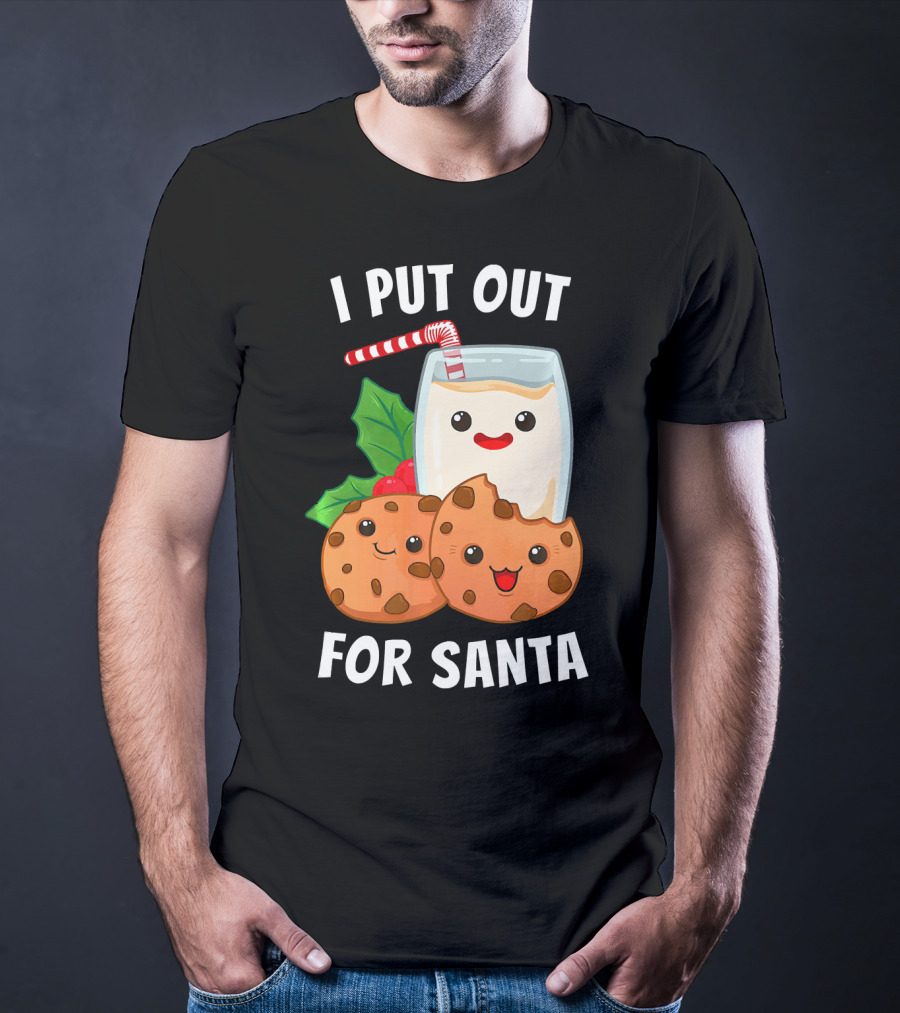 I Put Out For Santa Christmas Cookie Milk Candy Cane Smiles T-Shirt