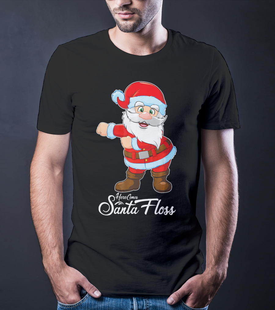 Here Comes Santa Floss Flossing Santa Dance T-Shirt