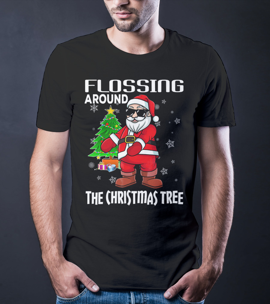Flossing Around The Christmas Tree Santa Dance T-Shirt