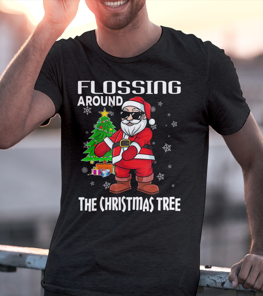 Flossing Around The Christmas Tree Santa Dance T-Shirt