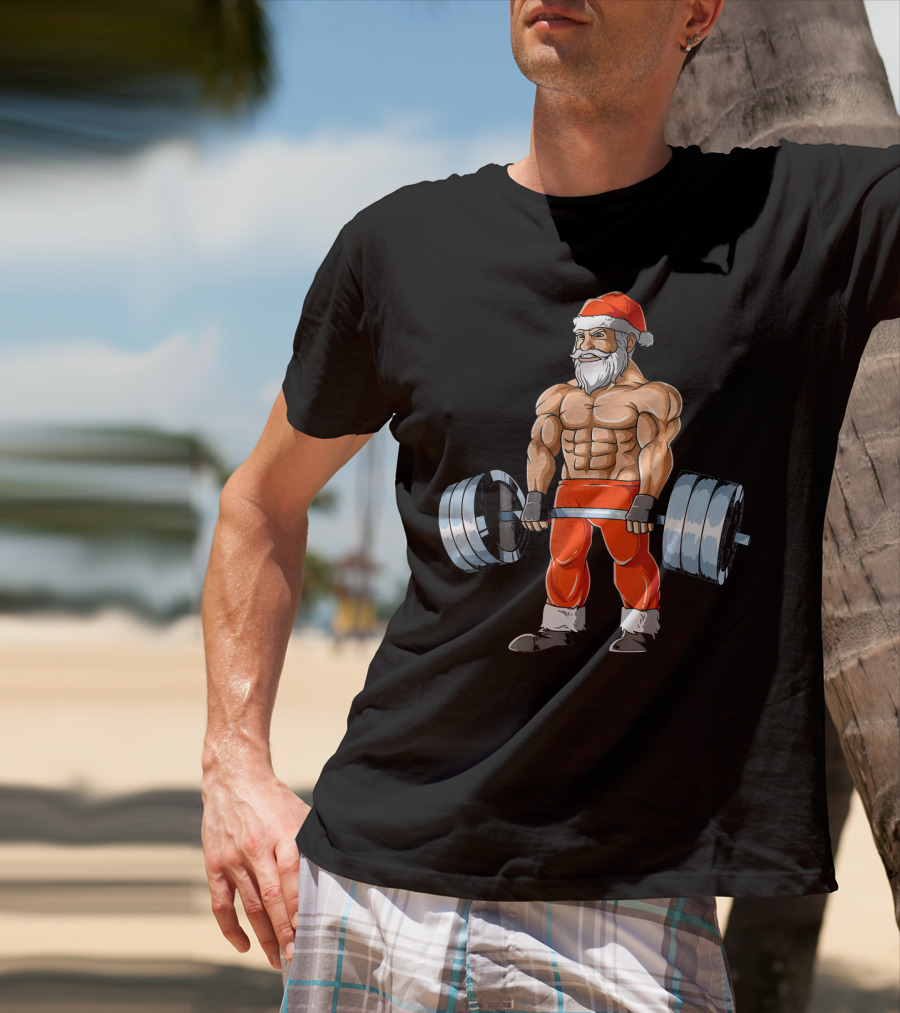 Weightlifting Santa Christmas Deadlift Fitness Santa Claus T-Shirt