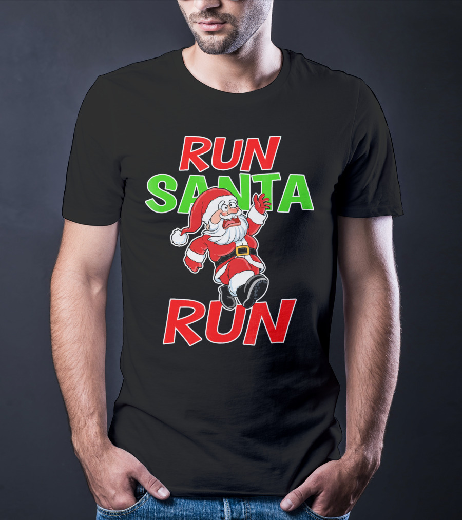 Run Santa Run Christmas Running Santa T-Shirt